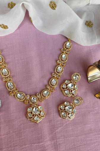 Polki necklace set traditional-necklace combo jewelry set