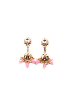 Gold plated blush meenakari kundan necklace set 4