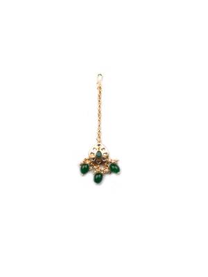 Gold plated green meenakari kundan necklace set 5