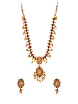 Gold plated multicolor kemp necklace set 2