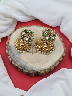 Gold plated multicolor kundan jhumki 2