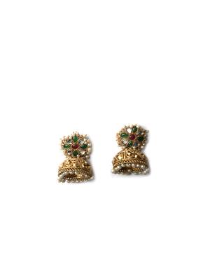 Gold plated multicolor kundan jhumki 3