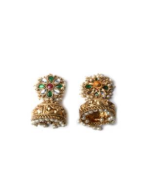 Gold plated multicolor kundan jhumki 4