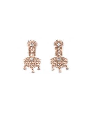 Rose gold white american diamond shoulder length earrings 4