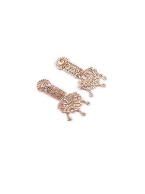 Rose gold white american diamond shoulder length earrings 5
