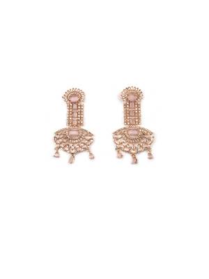 Rose gold pink american diamond shoulder length earrings 4