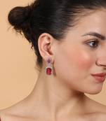 Silver plated red cz medium studs