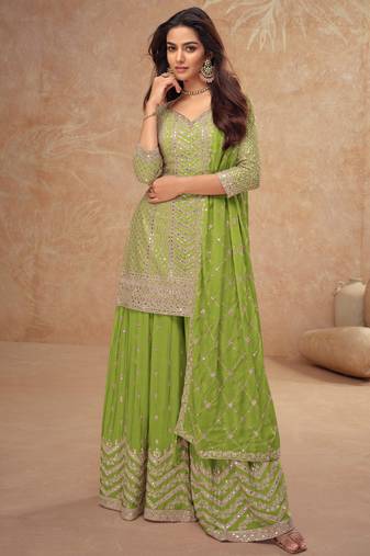 trending light green straight suit for women ethnic wear