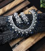 Silver plated blue cz collar necklace set