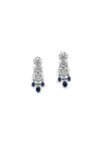 Silver plated blue cz collar necklace set