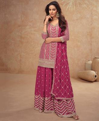 trending magenta straight suit for women ethnic wear 1