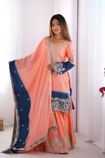 Designer wedding wear plazzo suit for women