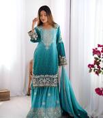 Designer wedding wear plazzo suit for women