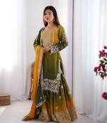 Chinon Silk Wedding wear plazzo suit for women