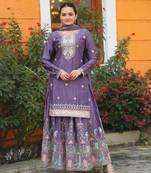 Designer chinon suit with sequence embroidered work