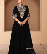 Black georgette embroidered anarkali suit