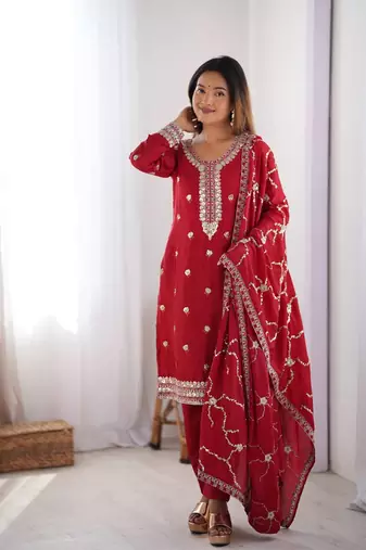 Designer wedding wear plazoo suit for women