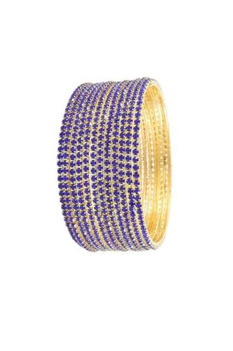 Beautiful sparkling cz studded gold plated occasional wear american diamond bangles set for women size-2.2