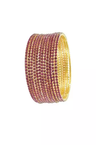 Unique style modern exquisite gold-plated bangles adorned with intricate sparkling cz stone designs set of 12 size-2.6