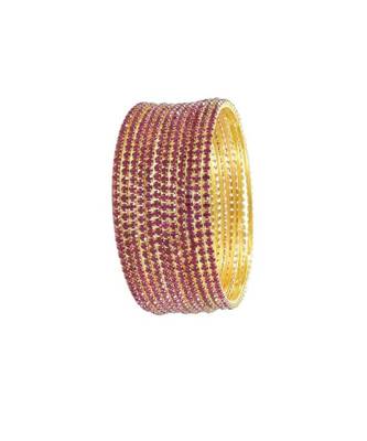 Unique style modern exquisite gold-plated bangles adorned with intricate sparkling cz stone designs set of 12 size-2.6 5