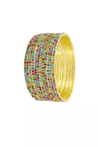 Vintage style fashion set of 12 latest occassion wear traditional design gold plated stone bangle for women size-2.6