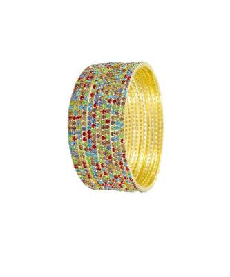 Vintage style fashion set of 12 latest occassion wear traditional design gold plated stone bangle for women size-2.6 4