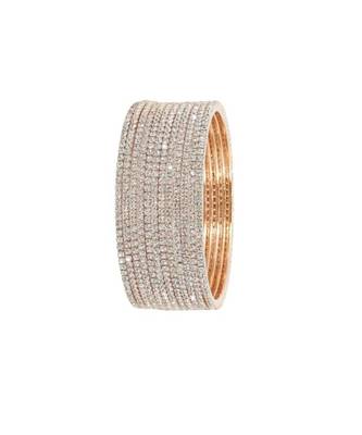 Amercian diamond stylish bangles chudi set fashion jewellery wedding, party, occasion-set of 12 for women size-2.8 1