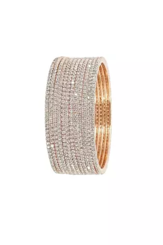 Amercian diamond stylish bangles chudi set fashion jewellery wedding, party, occasion-set of 12 for women size-2.8
