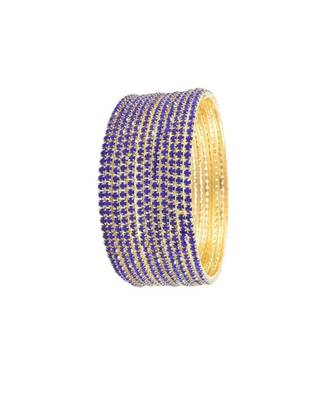 Beautiful sparkling cz studded gold plated occasional wear american diamond bangles set for women size-2.8 3