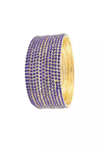 Beautiful sparkling cz studded gold plated occasional wear american diamond bangles set for women size-2.8