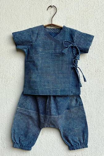 Organic check angarakha & matching pants