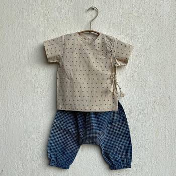 Organic indigo raidana angarakha + indigo check pants 1