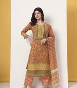 cotton yellow kurta dupatta set with lace detailing