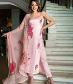 Women's Crepe Fabric Straight Printed Kurta, Pant and Dupatta Set