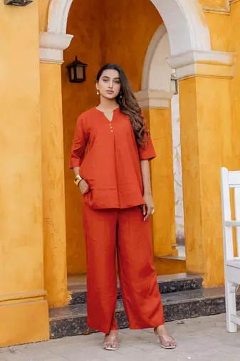 Orange Rayon co-ord set