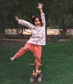 Organic koi peach print kurta + peach pants