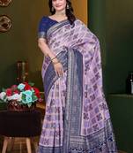 Purple  woven kanjivaram jacquard art silk saree with blouse piece