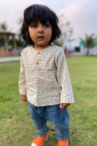 Organic indigo raidana kurta + indigo check pants