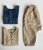 Organic indigo bag - check kurta + raidana  kurta + raidana pants