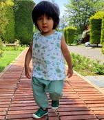 Organic koi jhabla with mint pants