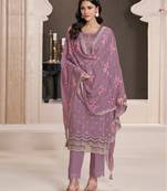 Purple embroidered silk salwar suit