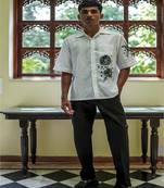 White embroidered linen men shirts