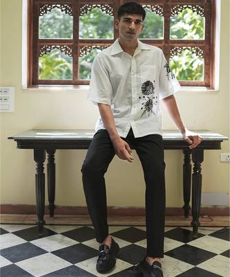 White embroidered linen men shirts 2