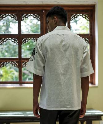 White embroidered linen men shirts 3