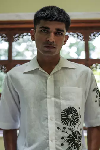 White embroidered linen men shirts