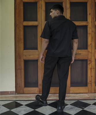 Black embroidered cotton men shirts 2
