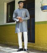 Blue embroidered silk kurta pajama