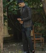 Black embroidered velvet kurta jacket set