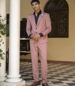 Pink embroidered cotton men suits