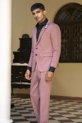 Pink embroidered cotton men suits
